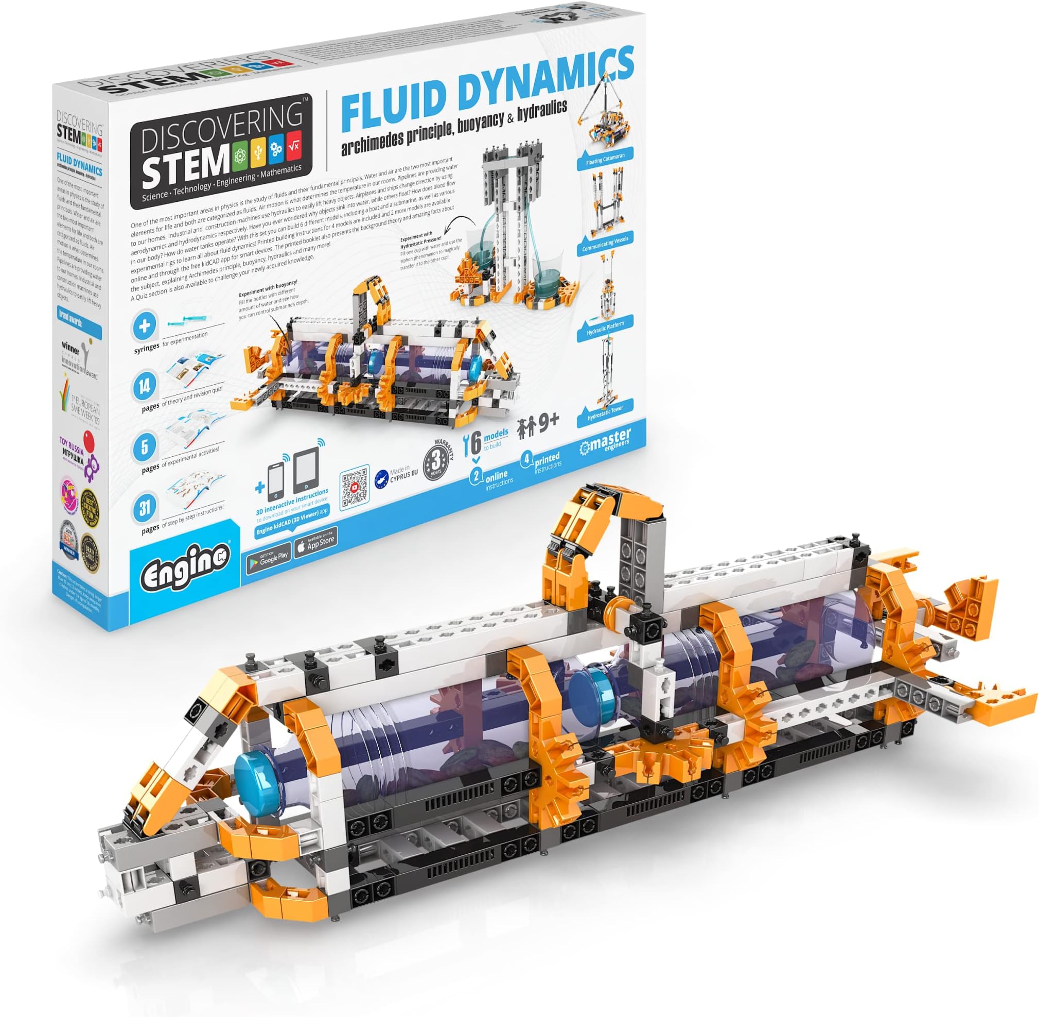 Engino Discovering STEM Fluid Dynamics | 5 Working Models | Illustrated Instruction Manual | Theory & Facts | Experimental Activities | STEM Construction Kit