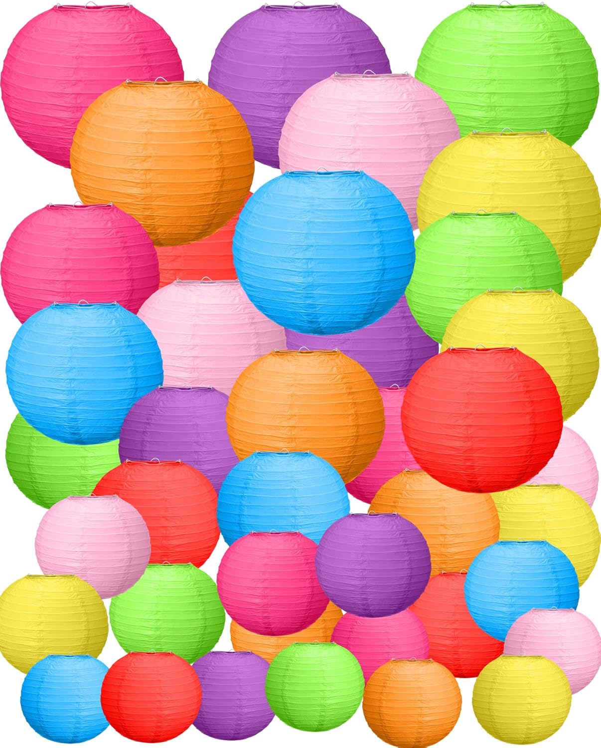 Treela 80 Pcs Paper Lanterns Chinese Japanese Lanterns for Wedding,4'', 6'', 8'', 10'',12'' Lamps for Ceiling Hanging Decor Bridal Baby Shower Birthday Party Decorations Christmas Easter(White)