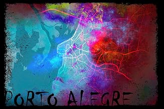 Textured Paper - Porto Alegre, Brazil Original Map Design Colourboo - Art Print Poster Photo Gift - Size: A5 (8.2 x 5.8 Inches)