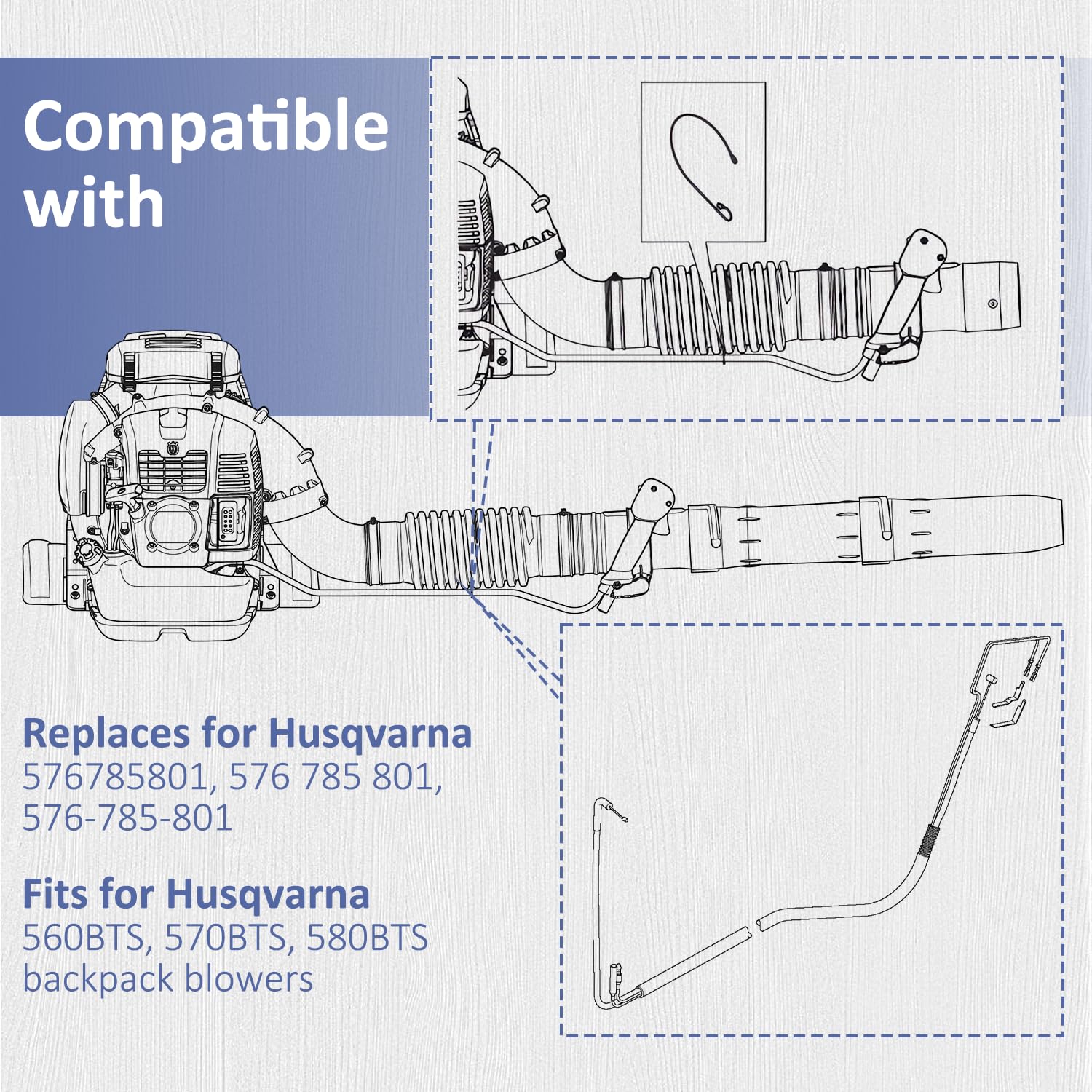 Cable D'accélérateur 576785601 Pour Souffleur Husqvarna 360bt 570BTS 580BTS