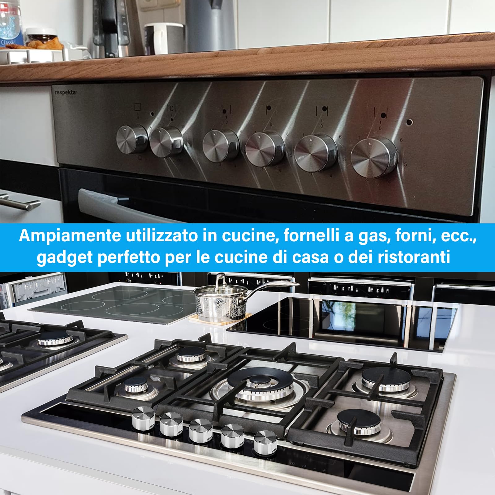 6 Sztuk Gałek do Kuchenki Gazowej 6 mm Uniwersalne Pokrętło, Metalowe, Przełącznik, Powierzchnia do Gotowania, Kontrola Kuchenki