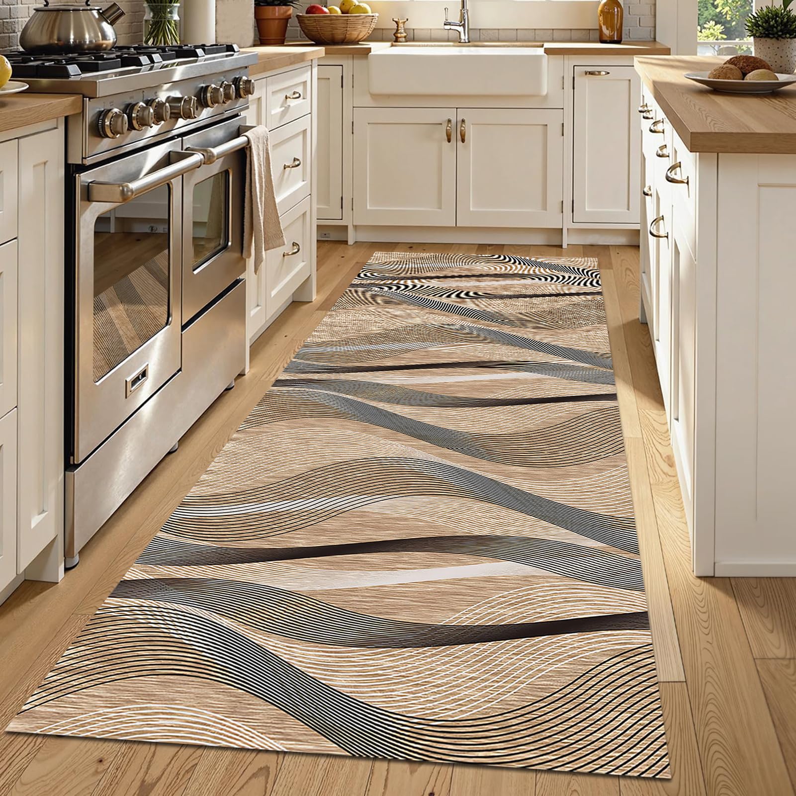 Alfombra pasillo larga lavable que elimina resbalones en comedor y cocina