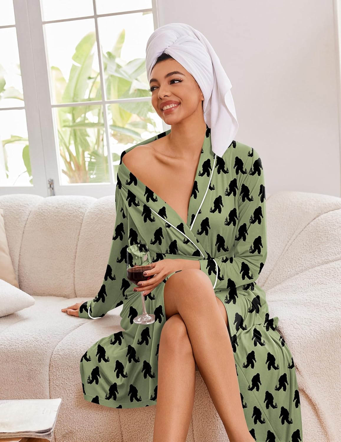 Ekouaer Kimono Robes for Women Long Lightweight Knit Bathrobe Shawl Soft Sleepwear Casual Ladies Loungewear S-XXL - Image 5