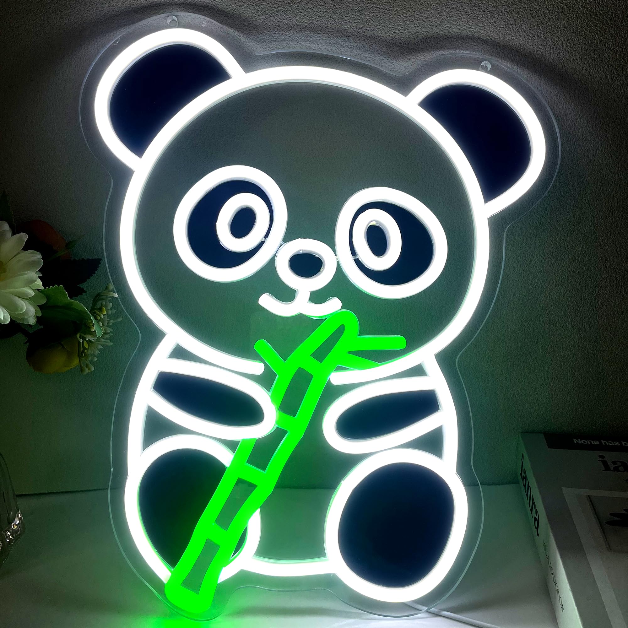 Panda Neon Sign, Cute Dimmable Led Neon Night Lights Up Animal Decor for Bedroom Living Room Man Cave Home Bar Wall Decoration, Birthday Party Christmas Gifts for Kids Girls Boys Adults (Panda)