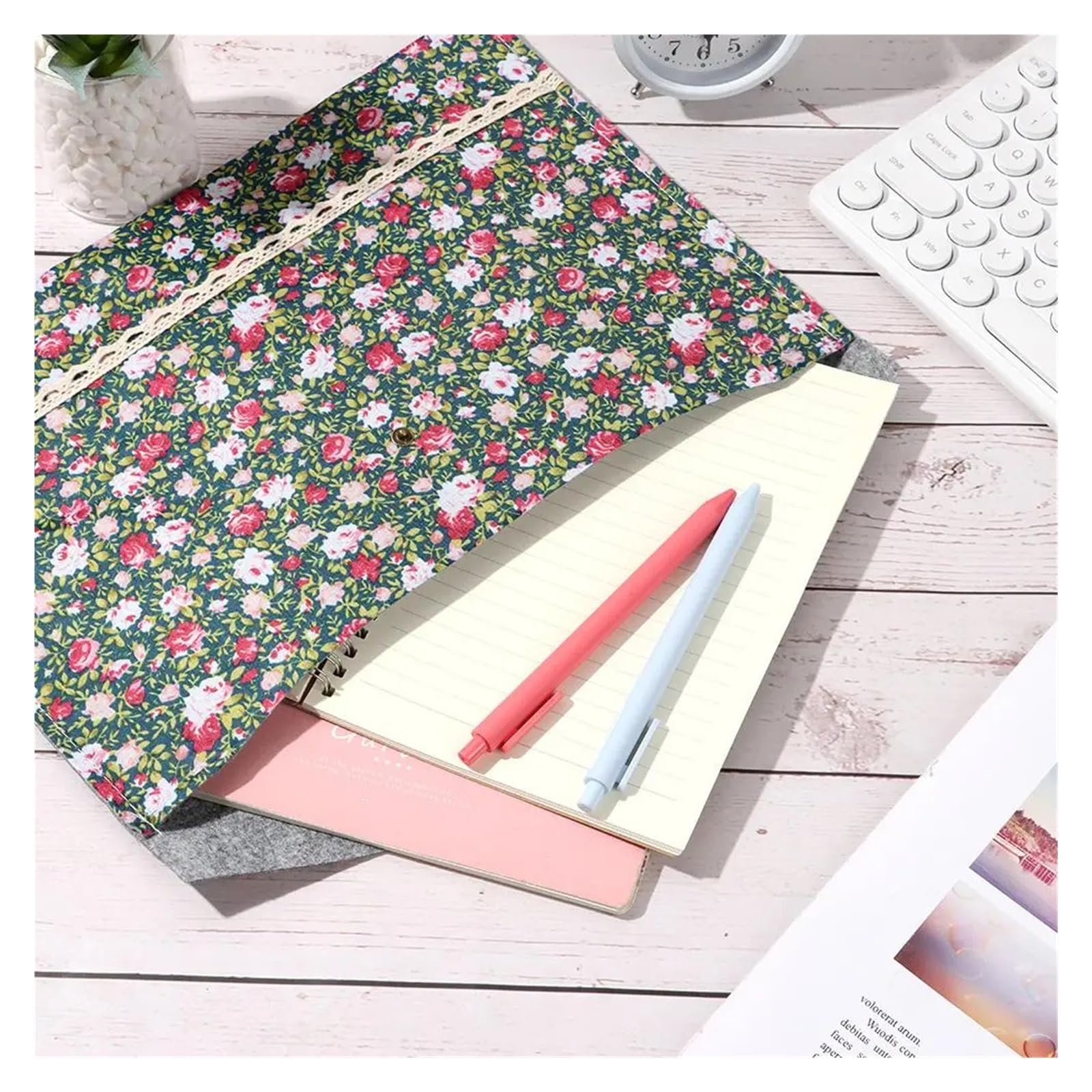 10pcs Elegant Little Floral Flowers Felt Cotton Fabric A4 File Folder Large Capacity Document Bag Filing Briefcase Organizer Per Scrivania