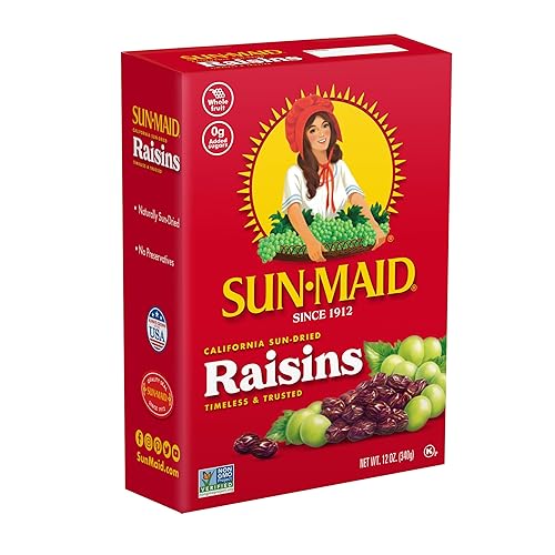 Vista 31 de Sun-Maid California Raisins Snack Cajas de 1 onza Paquete de 6 Fruta seca natural entera Sin sabores artificiales Sin OMG