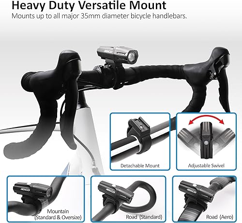 Miniatura 6 de CECO Faro de bicicleta súper brillante de la serie F 2.0 de 1,000 lúmenes de EE. UU., resistente al agua IP67, resistente a los impactos FL-1,