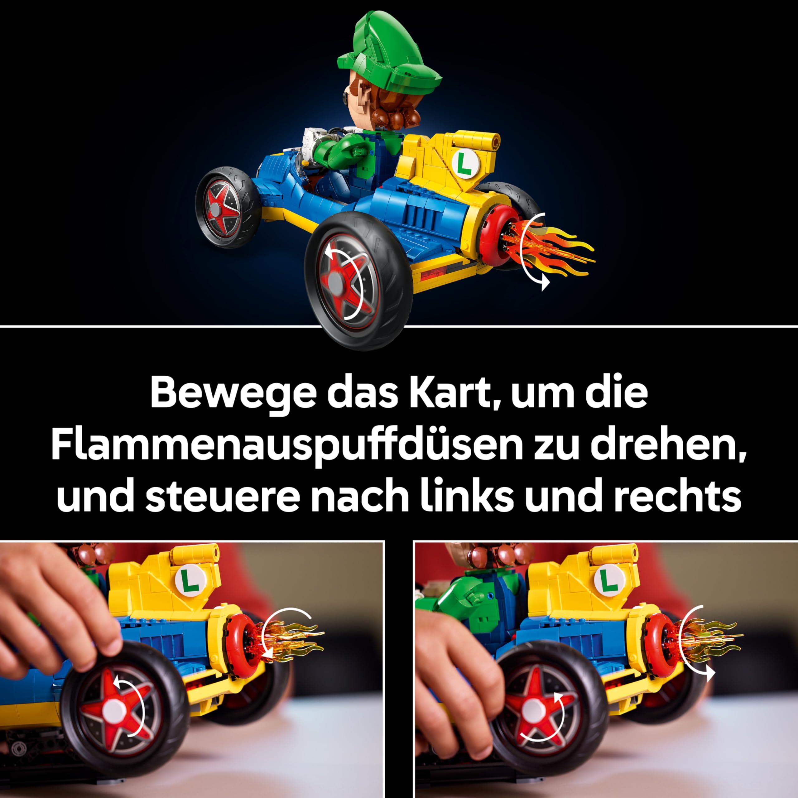 LEGO Super Mario: Mario Kart: Luigi & Turboflitzer - Nintendo Figur und Auto Modellbau für Erwachsene - Sammelbares Gaming Merch - Geschenkidee für Männer, Frauen und Fans - 72050