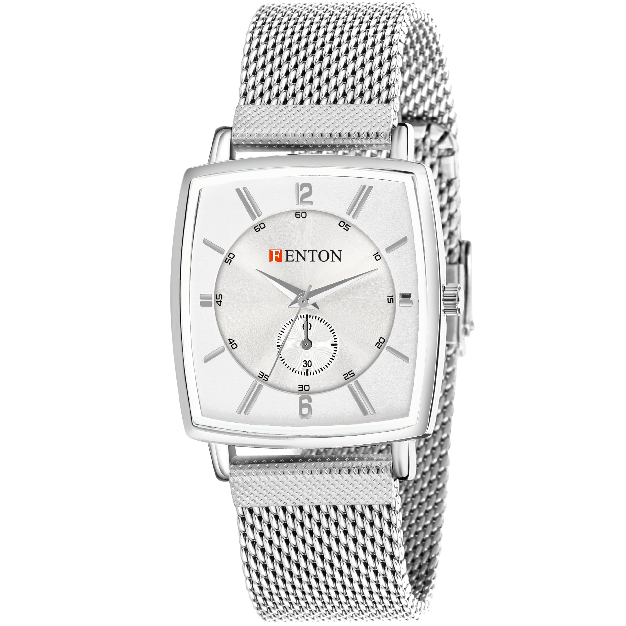 Classic Series Mesh Chain Stainless Steel Square Analog Watch - for Men (White) (B0DCVHSCHG) Amazon Price History, Amazon Price Tracker