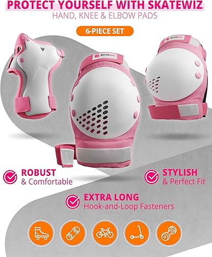 Miniatura 6 de SKATEWIZ Juego de almohadillas de protección para patineta para niños y adultos - Smash - Almohadillas para patines [6 piezas] con protectores