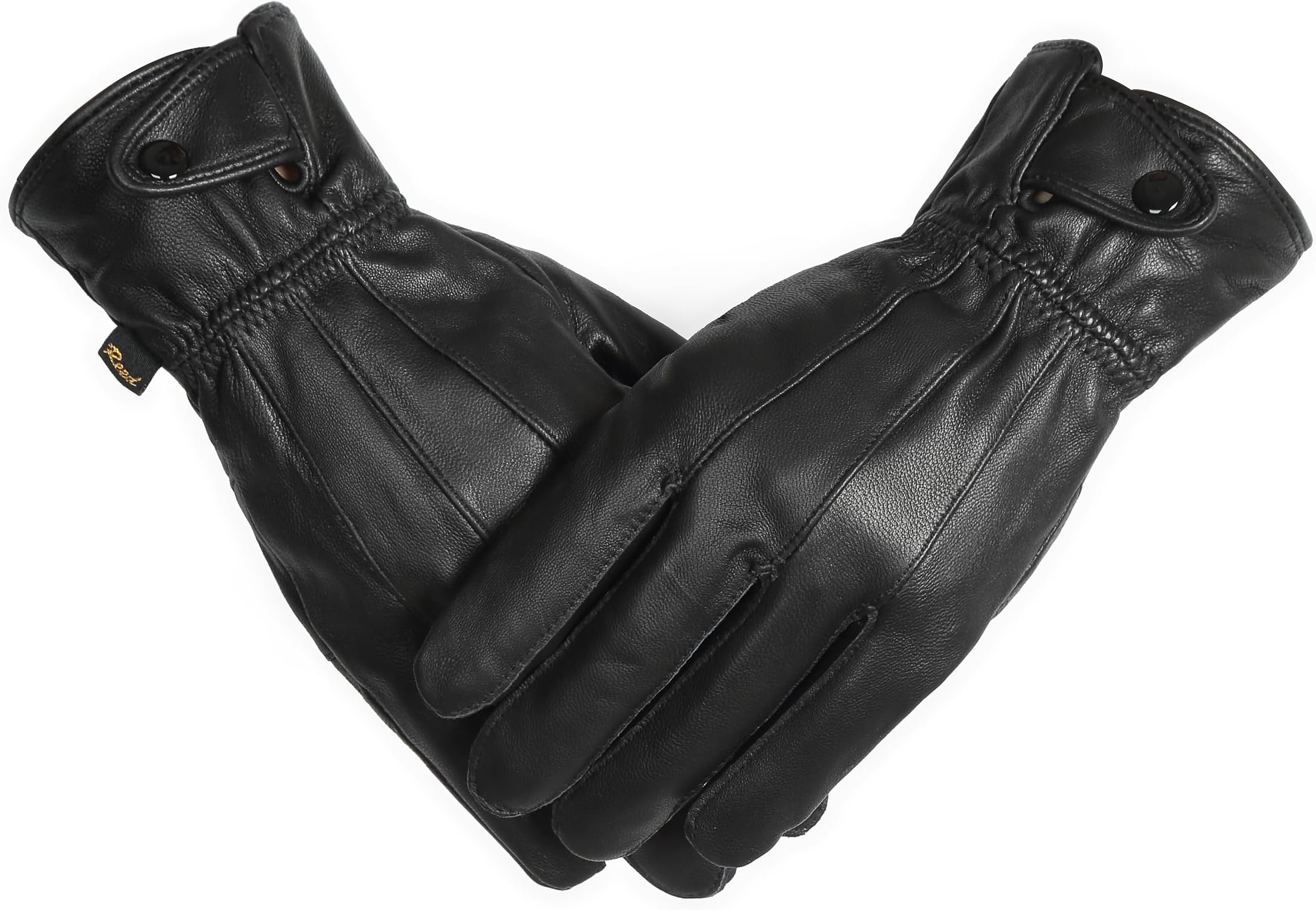 REED Men's Genuine Leather Warm Lined Driving Gloves - Touchscreen Texting Compatible