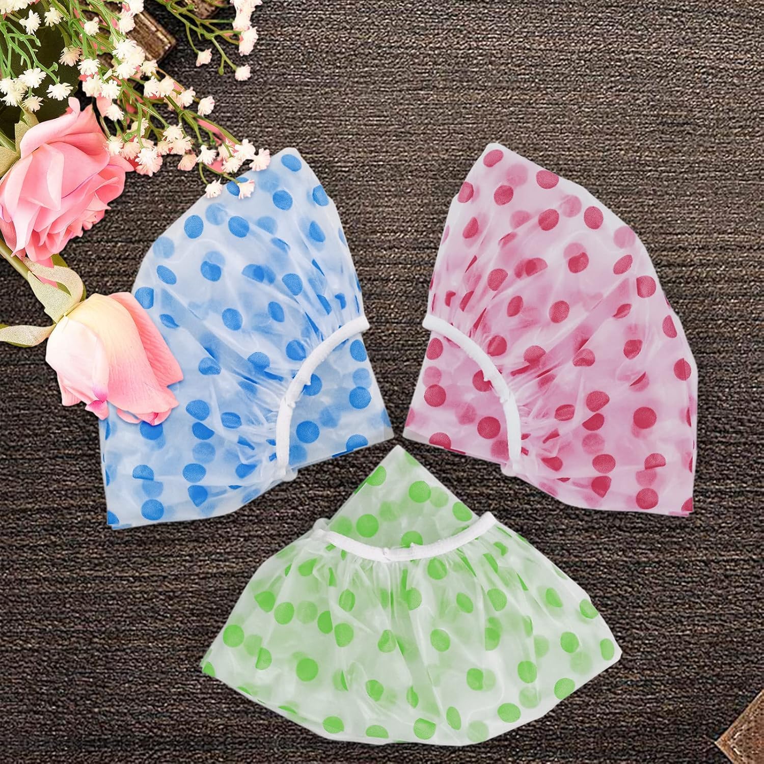 GaxQuly Reusable Shower Caps | Waterproof, Elastic Multicolor Hair Covers for Women, Men | Great for Bathing, Spas, Salons, Beauty Parlors, Homes, and Hair Care or Treatment (Pack of 3) 4