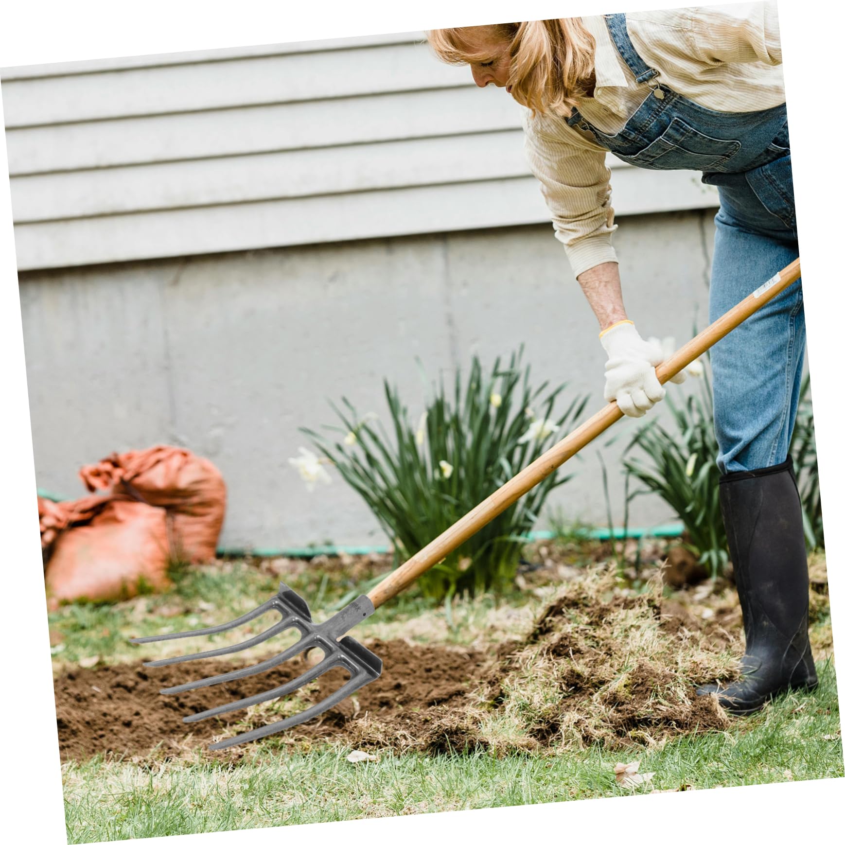 Toyvian Forca da Giardino in Acciaio 5 e 6 Denti per Scavo e Rottura Terreno, Strumento Stabile per Coltivazione e Attività Agricole in Aiuole e Orto