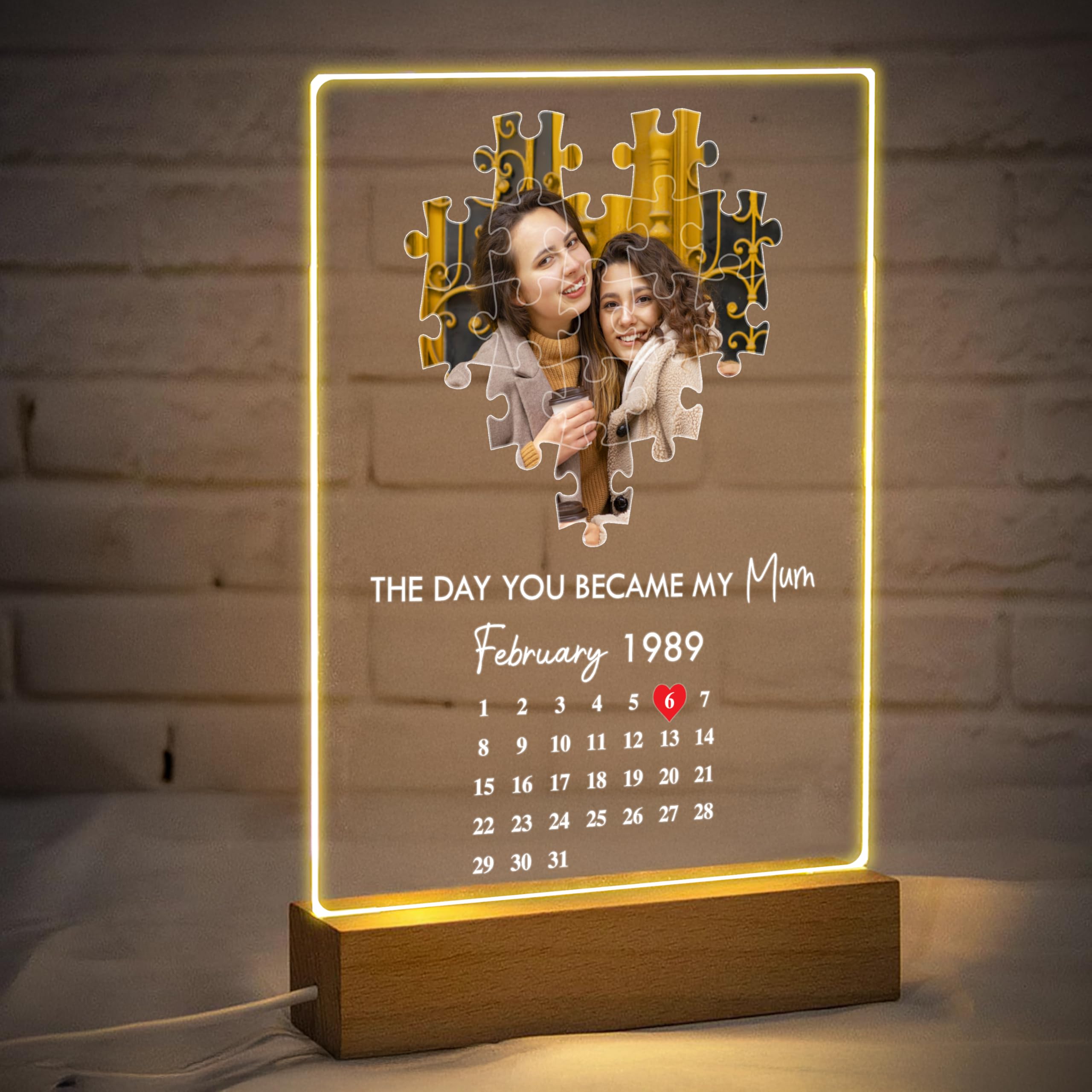 Star Online Personalised Gifts for Mum from Daughter Son Acrylic Puzzle Heart Night Light Custom Photo Frame Mothers Day Presents for Mum, Mummy Birthday Gifts from Kids (Mum Gifts) — image 1