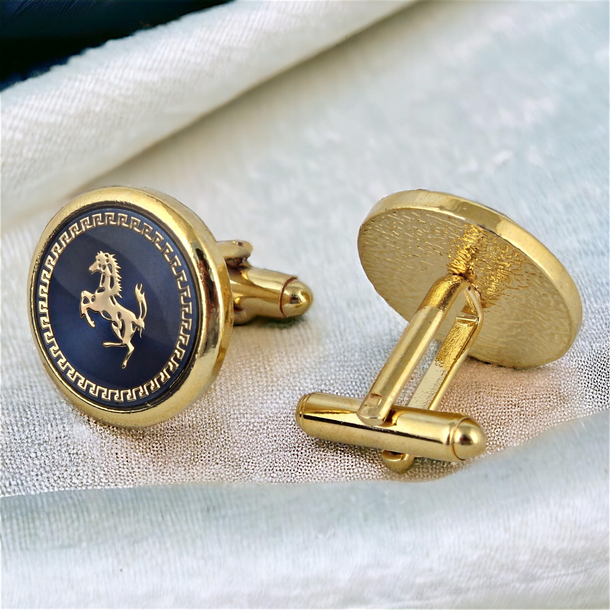 Vintage Horse Round Sleeve Button Formal Cuff Wedding Cufflinks Pair
