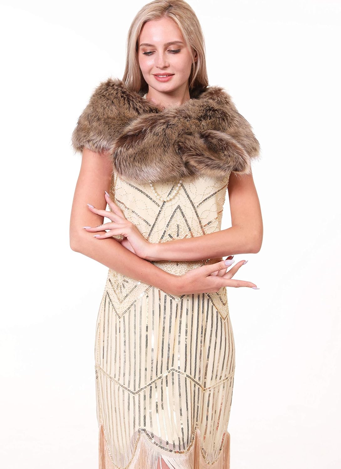 Soul Young Faux Fur Collar Women's Neck Warmer Scarf Wrap - Image 4