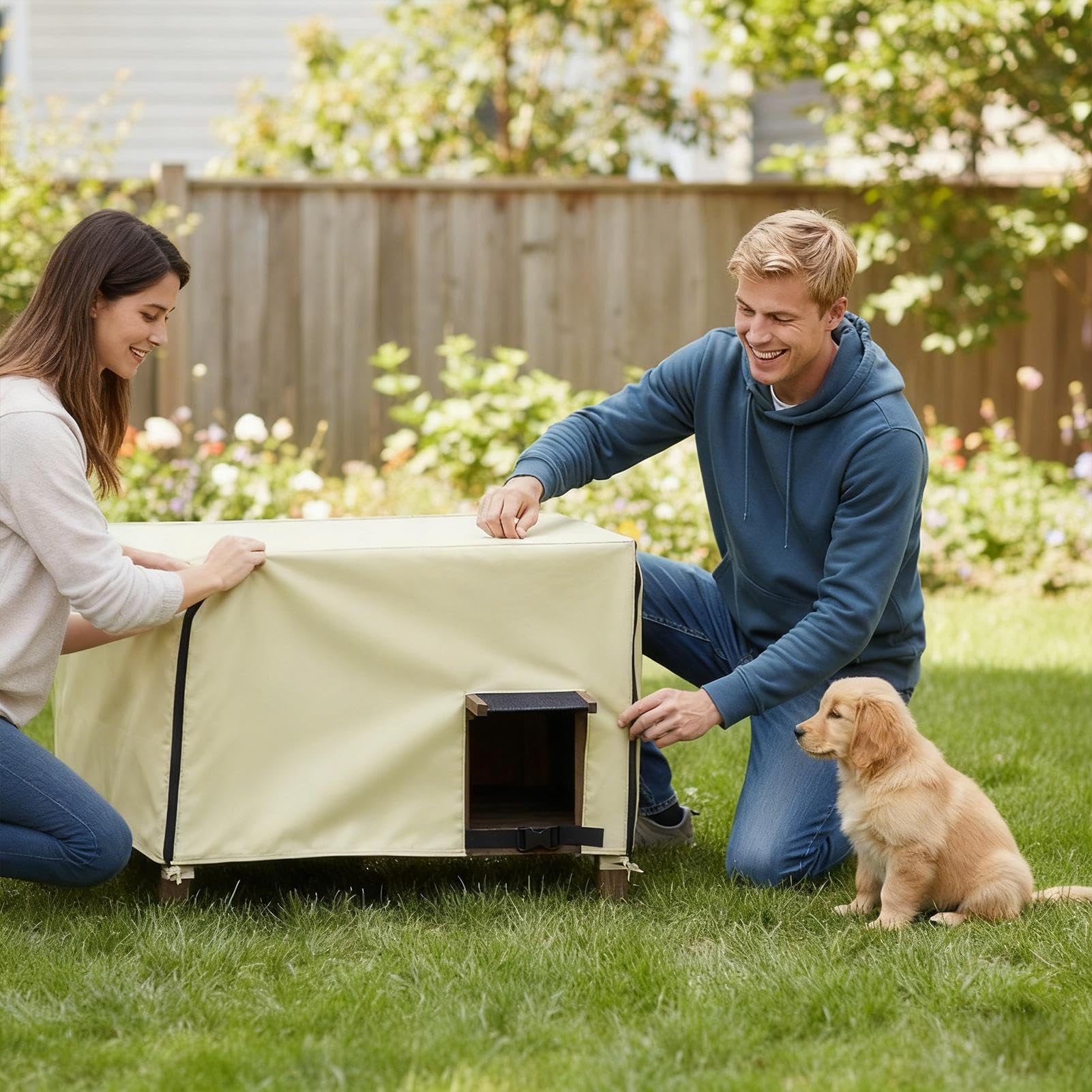 Copertura Per Cuccia Per Cani Da Esterno Ventilato Con Privacy, Grande E | Coperture Impermeabili per Gabbie per Cani per Inverno Interno Viaggio Recinto Esterno Casa