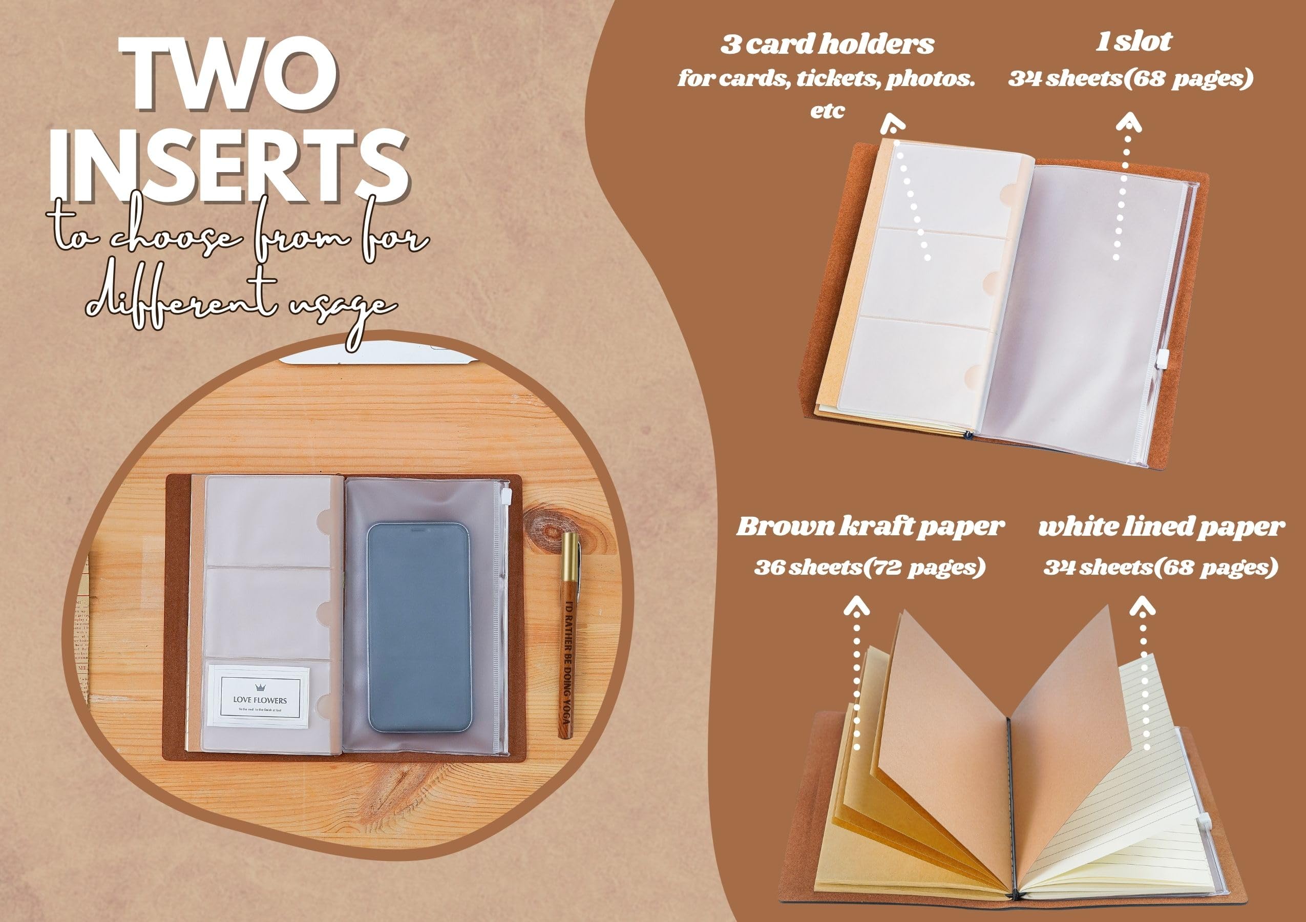 InnoBeta Bonus Daughter Gifts, To My Bonus Daughter Journal Notebook with Pen, Refillable Sketchbook, Travel Diary, Lined Planner, 7x5 Inches, Brown