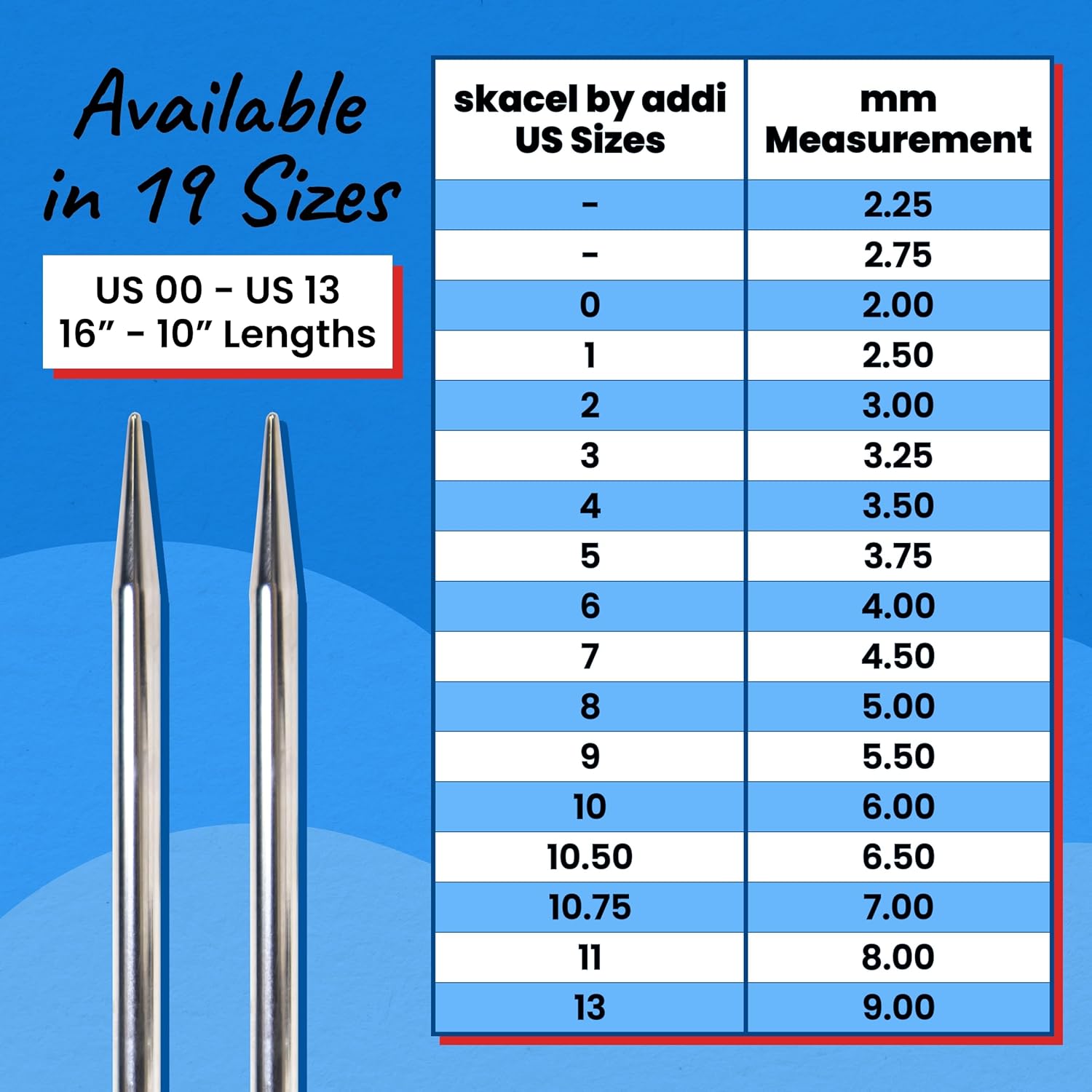 skacel by addi Rocket Circular Knitting Needles, Fixed 16 Inch (40 cm) Plated Brass Tips with Flexible Nylon Cord, 2.5 mm (US Size 1)
