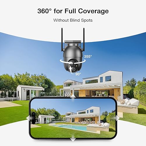 Miniatura 7 de Aume Cámaras de seguridad de 4MP inalámbricas para exteriores, sin suscripción, kit de 2 cámaras, alimentado por energía solar, sistema de cámara de