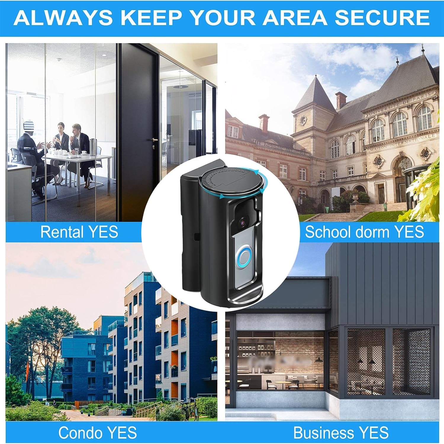 Video Doorbell Mount,Adhesive Ring Doorbell Holder for Apartment - Apartment Door Bell Stand for Wall Outdoor Protection Safety Front Commercial Home Business Renter