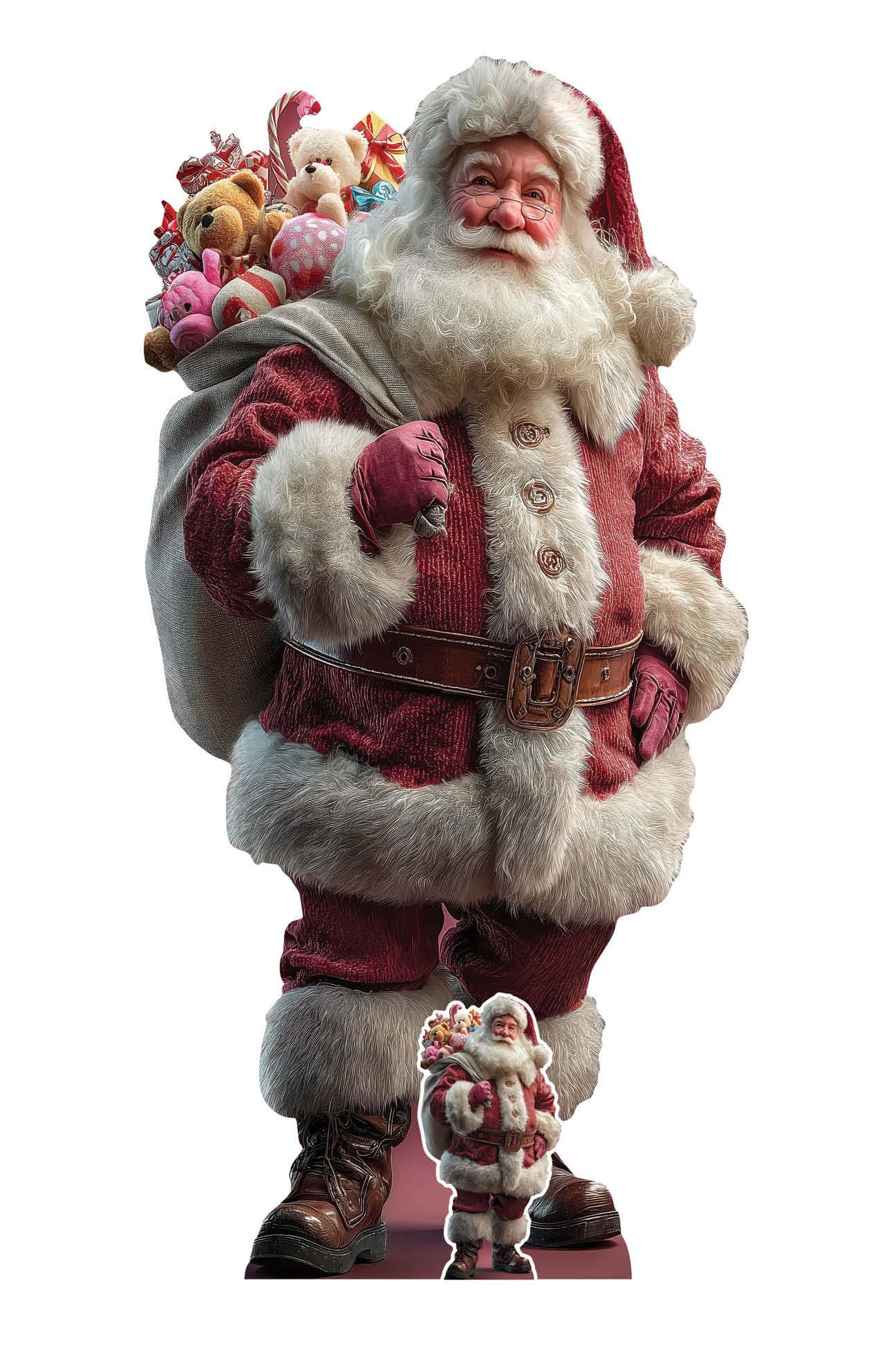 Bundlez-4-Fanz Multicolor Father Christmas/Santa Claus Lifesize Cardboard Cutout/Standee/Standup - Includes Mini Cutout, 175Cm X 87Cm - Festive Christmas Decoration