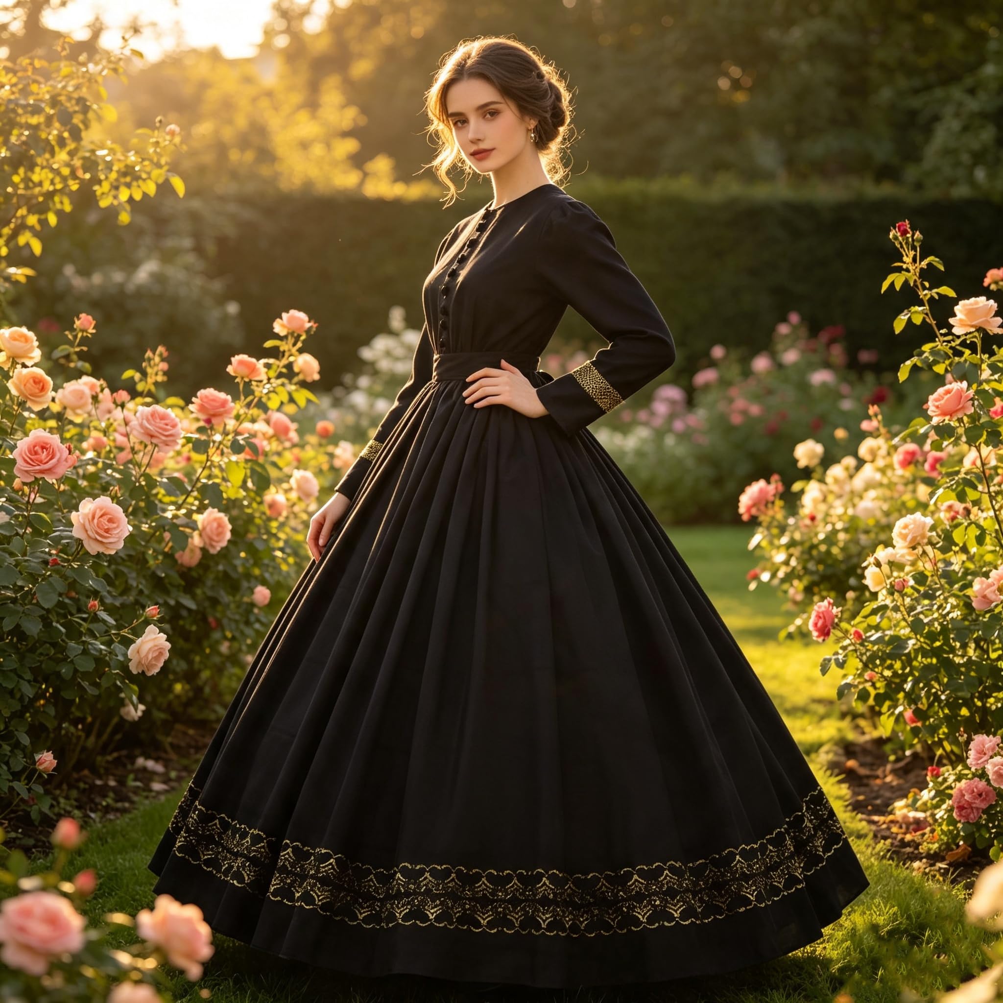GRACEART Medievale 1860 Femme Renaissance Robe Victorienne Robe Gothique Longue Deguisement MéDieval Cosplay Medieval Vintage Jupe Retro Robe