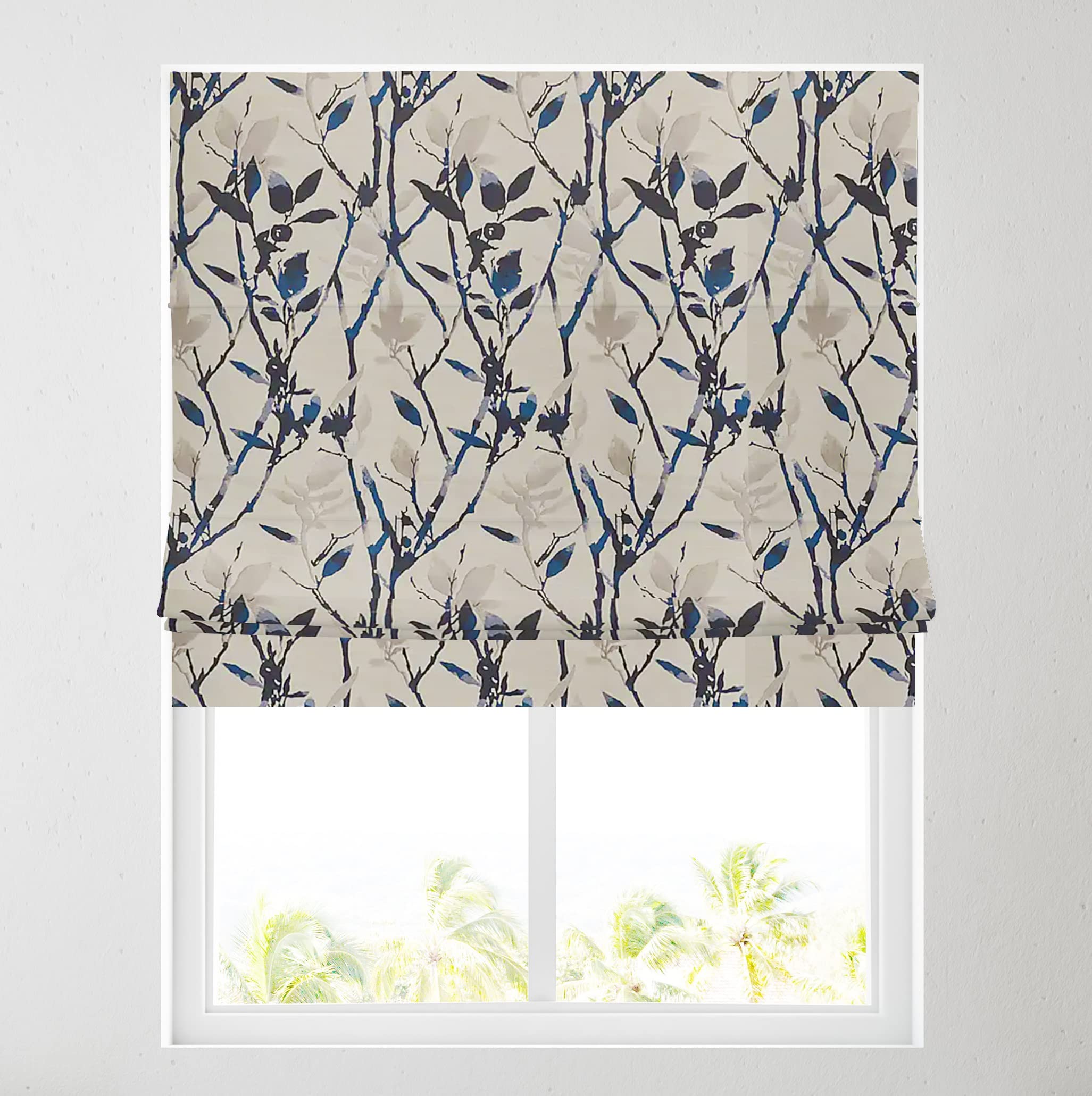 Barnes Blinds And Interiors Blue Zara Lined Roman Blinds With Fittings (3Ft (91.5Cm))