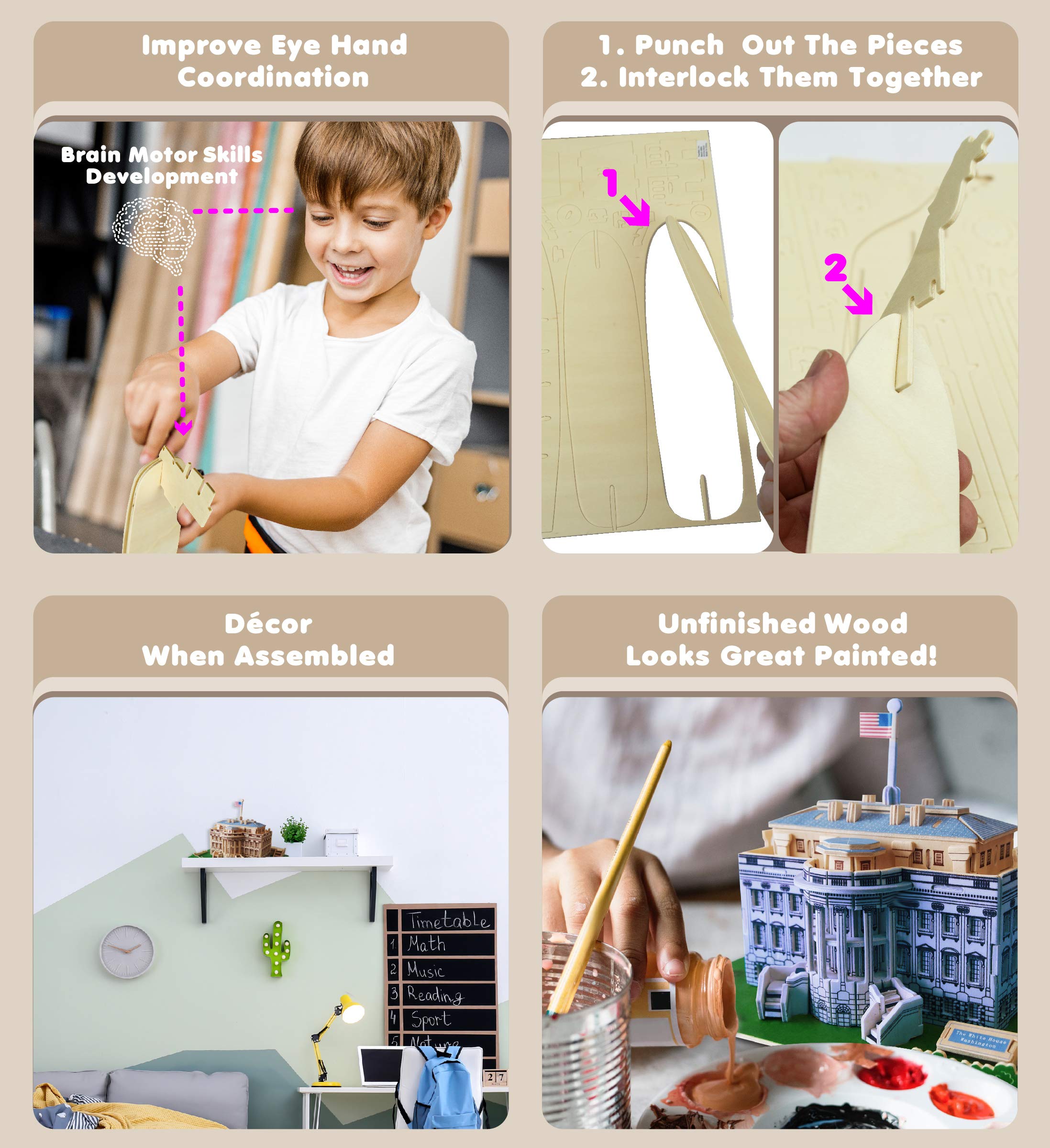Puzzled The White House Wooden 3D Puzzle Construction Kit - Image 3