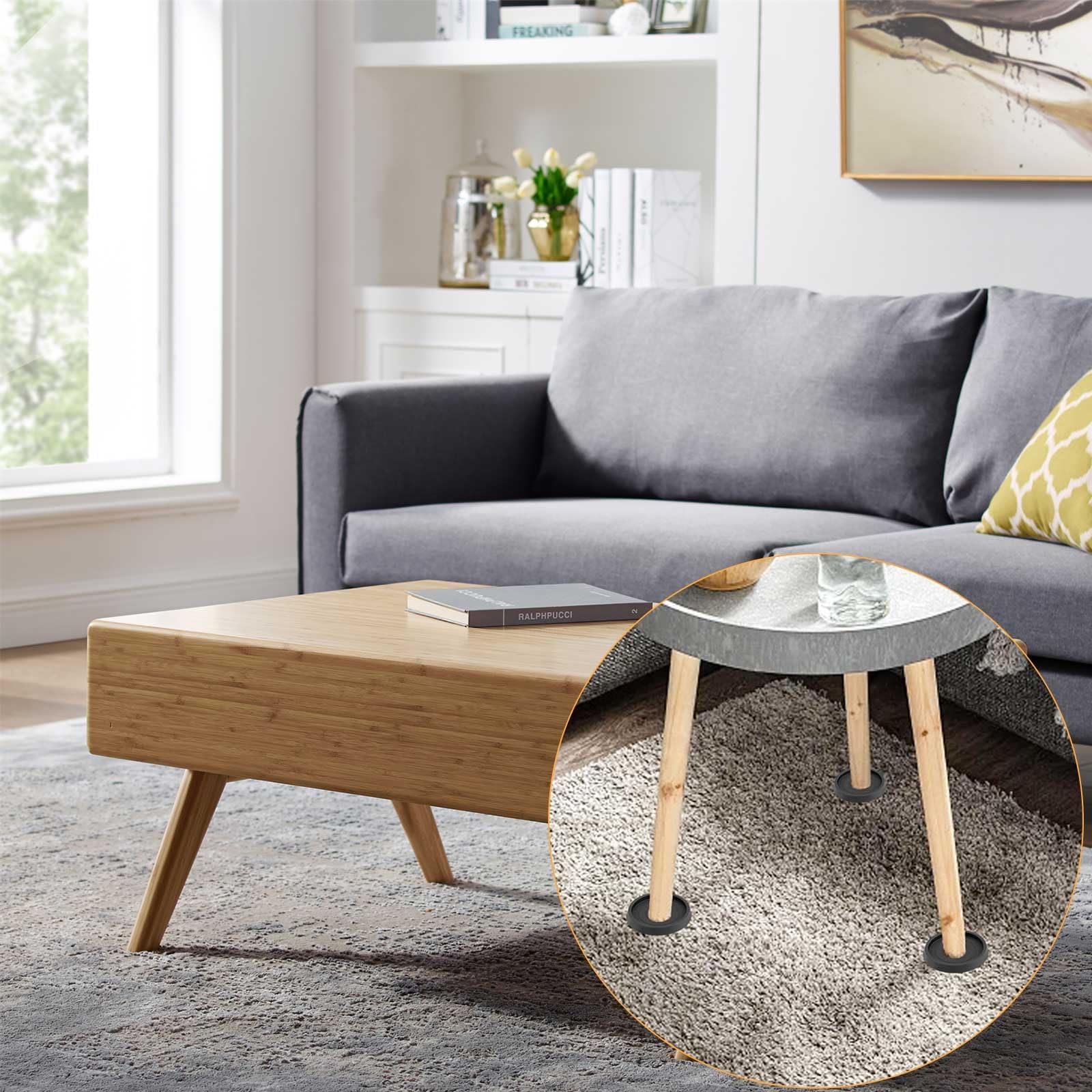 6 Pièces Patins Antidérapants Pour Pieds De Meubles, Patin Caoutchouc Antiderapant Patins Rond Pied De Chaise Pour Protection Du Sols Patins De Meubles Pour Tables Chaises Canapes Noir 90132905