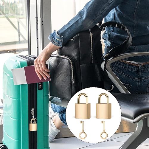 Miniatura 5 de Mini candado antiguo de oro con llave, cerradura de metal de bronce vintage, cerraduras de equipaje pequeñas para joyero, caja de almacenamiento