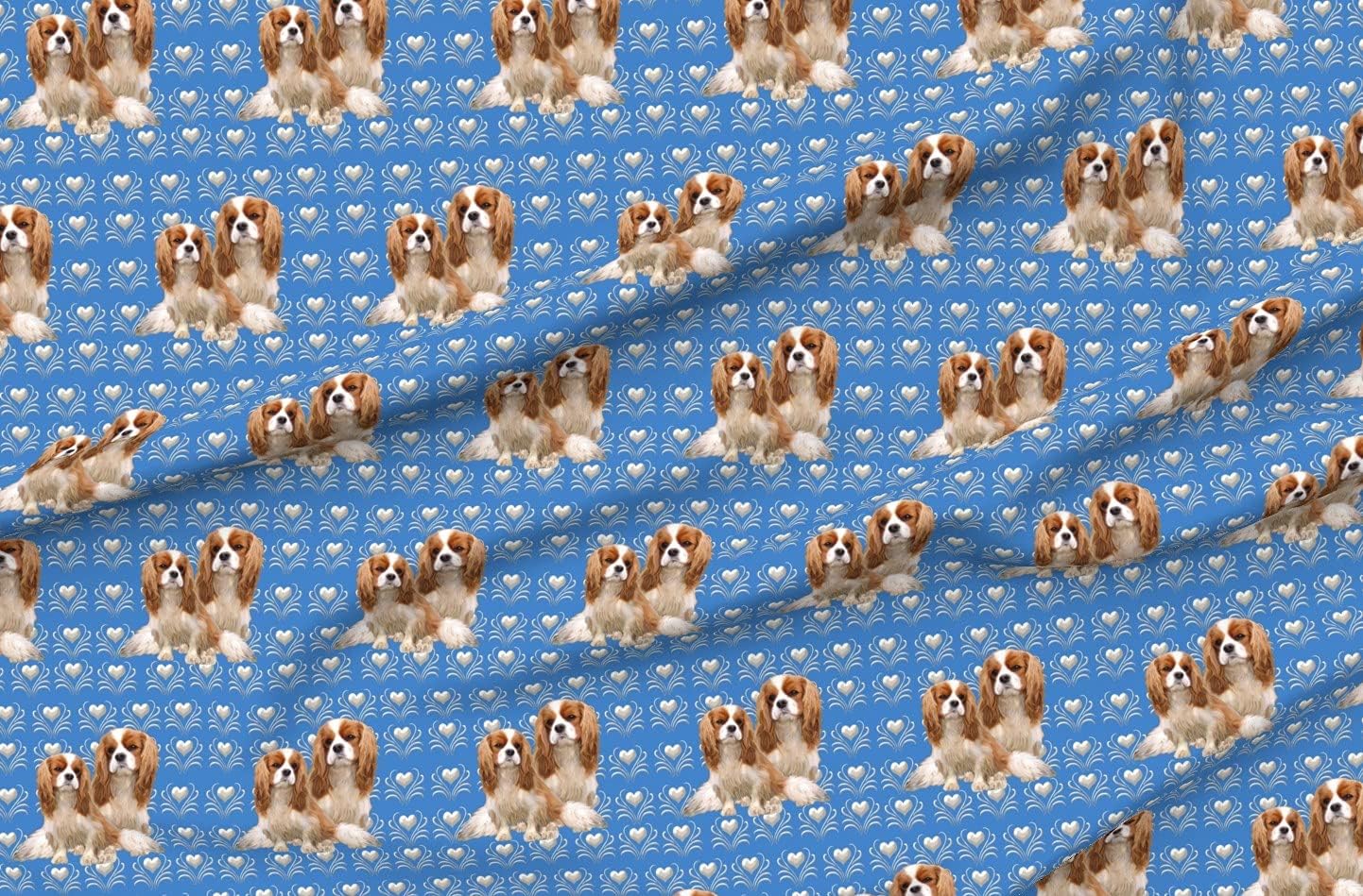 Spoonflower Fabric - Cavalier King Charles Spaniel Dogs Dog Breed Printed on Organic Cotton Sateen Fabric by The Yard - Sewing Quilting Apparel Home Decor