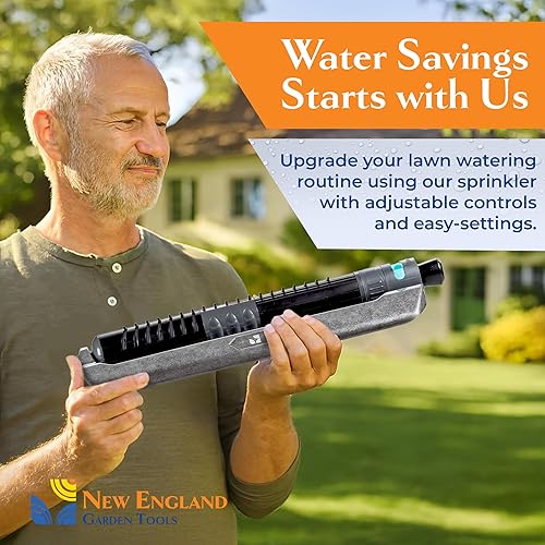 Miniatura 9 de Rociador de agua oscilante turbo para césped y jardín 100004 con base de metal, patrón ajustable para cubrir 4,250 pies cuadrados por New England