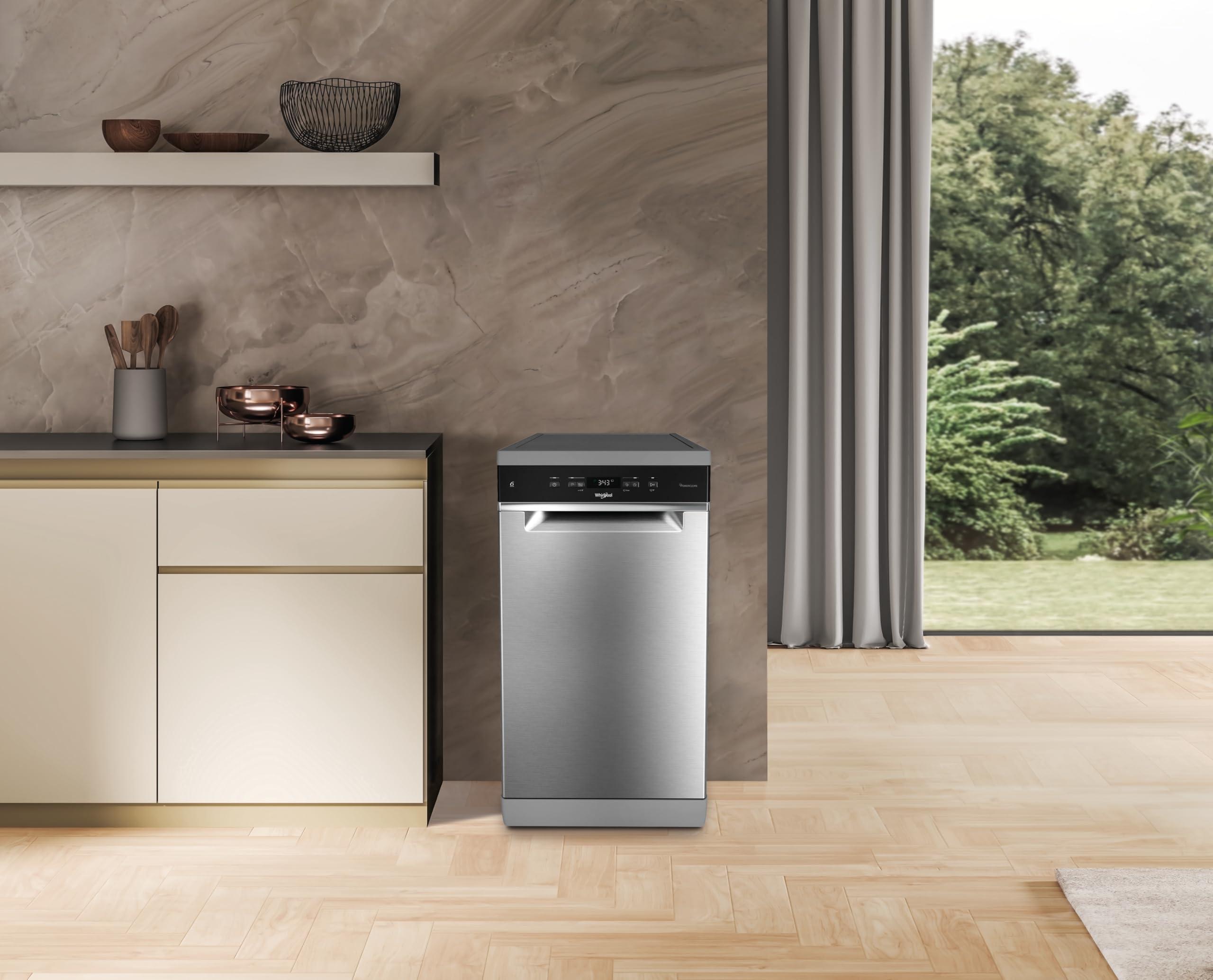 Whirlpool WH4FD11CS7A0X - Lavastoviglie Libera Installazione Per 11 Coperti. Lavastoviglie Con Tecnologia Sesto Senso Larghezza 45,0cm, Profondità 59,0cm, Altezza 85,0cm, Classe Energetica D