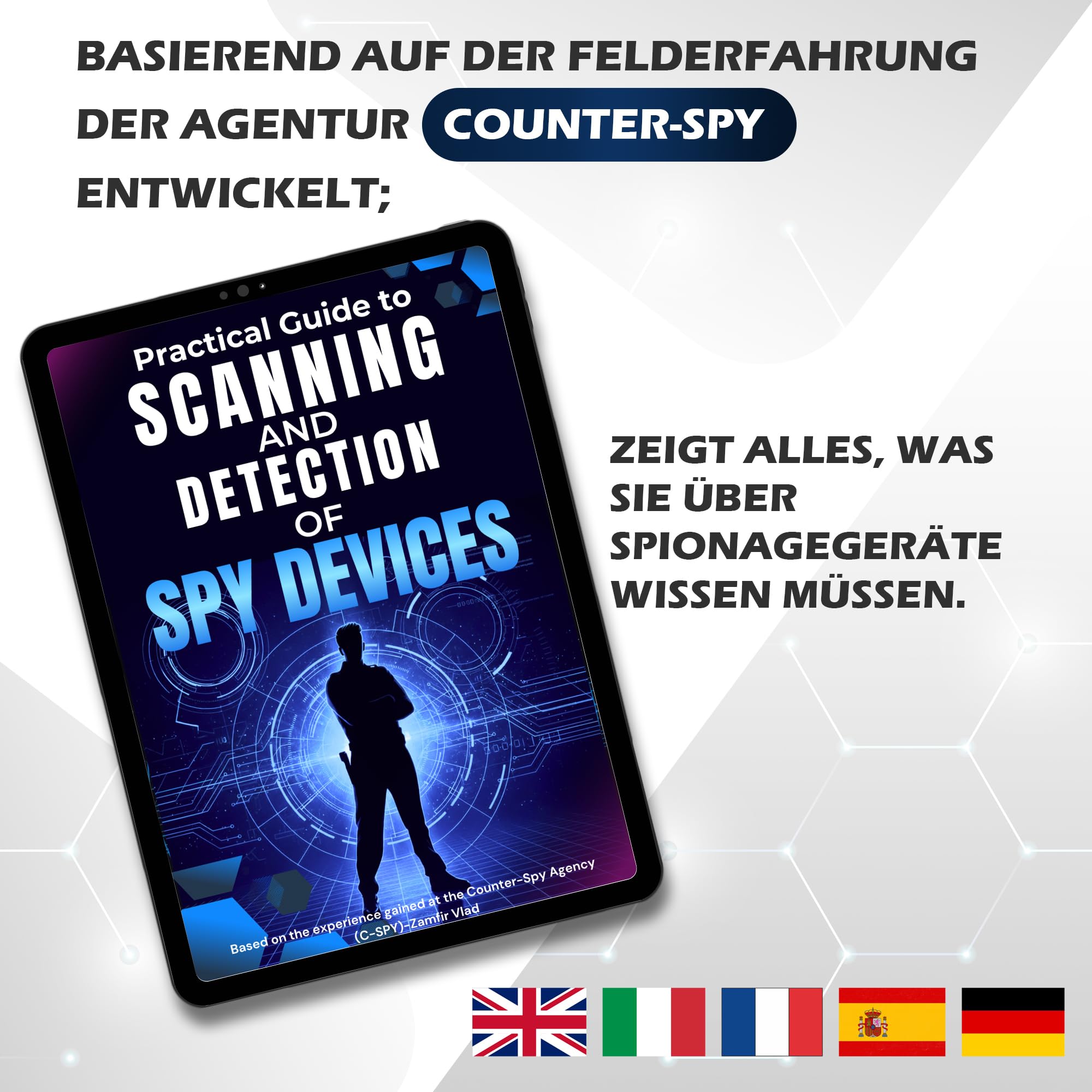Wanzen Detektor Anti-Spy mit eBook Vollständiger Leitfaden – RF Scanner für Versteckte Kamera, GPS Tracker & Abhörgeräte, Signal Detektor Portabel für Hotel Büro Zuhause Datenschutz