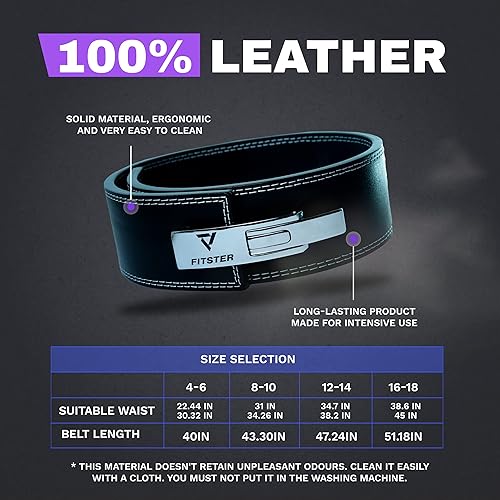 Miniatura 5 de Fitster Weight Leather Lever Lifting Belt and Lifting Wrist Straps - Essential Gym Accessories for Weightlifting, Crossfit,Fitness, Powerlifting,