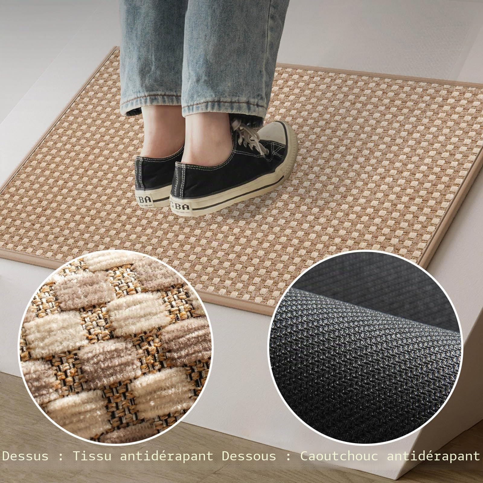 43x150cm Tapis Cuisine Devant Evier, Tapis de Cuisine Antidérapant et Lavable, Tapis de Couloir Long Absorbant pour Manger, Couloir, Buanderie, Chambre, Passage （Brun）