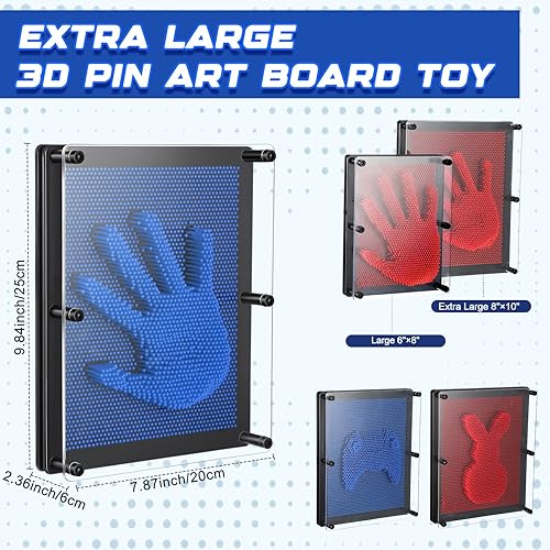 Miniatura 2 de Jenaai Paquete de 2 tableros de arte con pines 3D extra grandes de 10 x 8 pulgadas, tablero de arte de plástico sensorial, juguete sensorial para