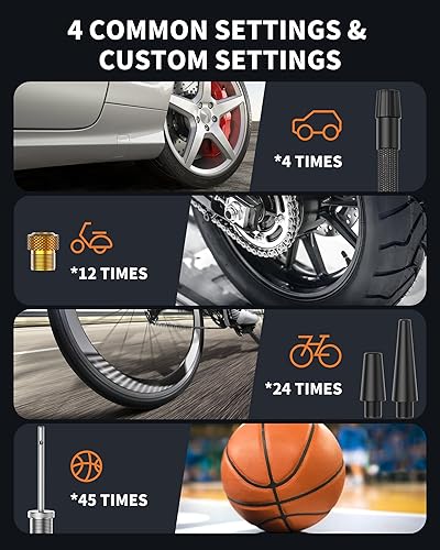 Miniatura 2 de Inflador de neumáticos portátil - Compresor de aire para automóvil con manómetro digital - 150 PSI - Bomba de aire con luz LED para automóvil,