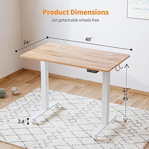 Miniatura 7 de BANTI Escritorio de pie eléctrico de altura ajustable de 48 pulgadas, escritorio ergonómico para oficina en casa, parte superior espresso