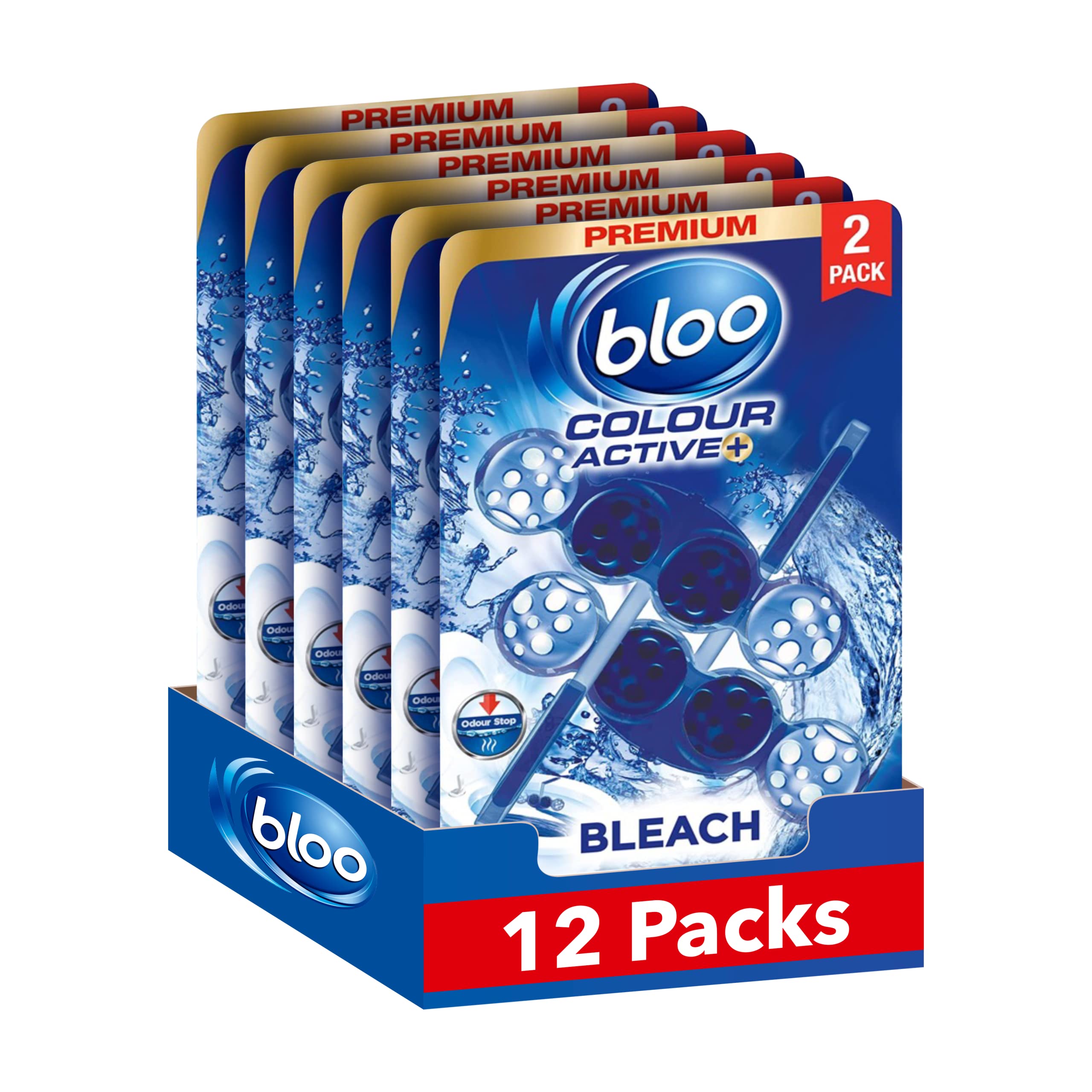 Bloo Colour Active Toilet Rim Block, Bleach, Twin Pack x 6 (12 x rimblocks)