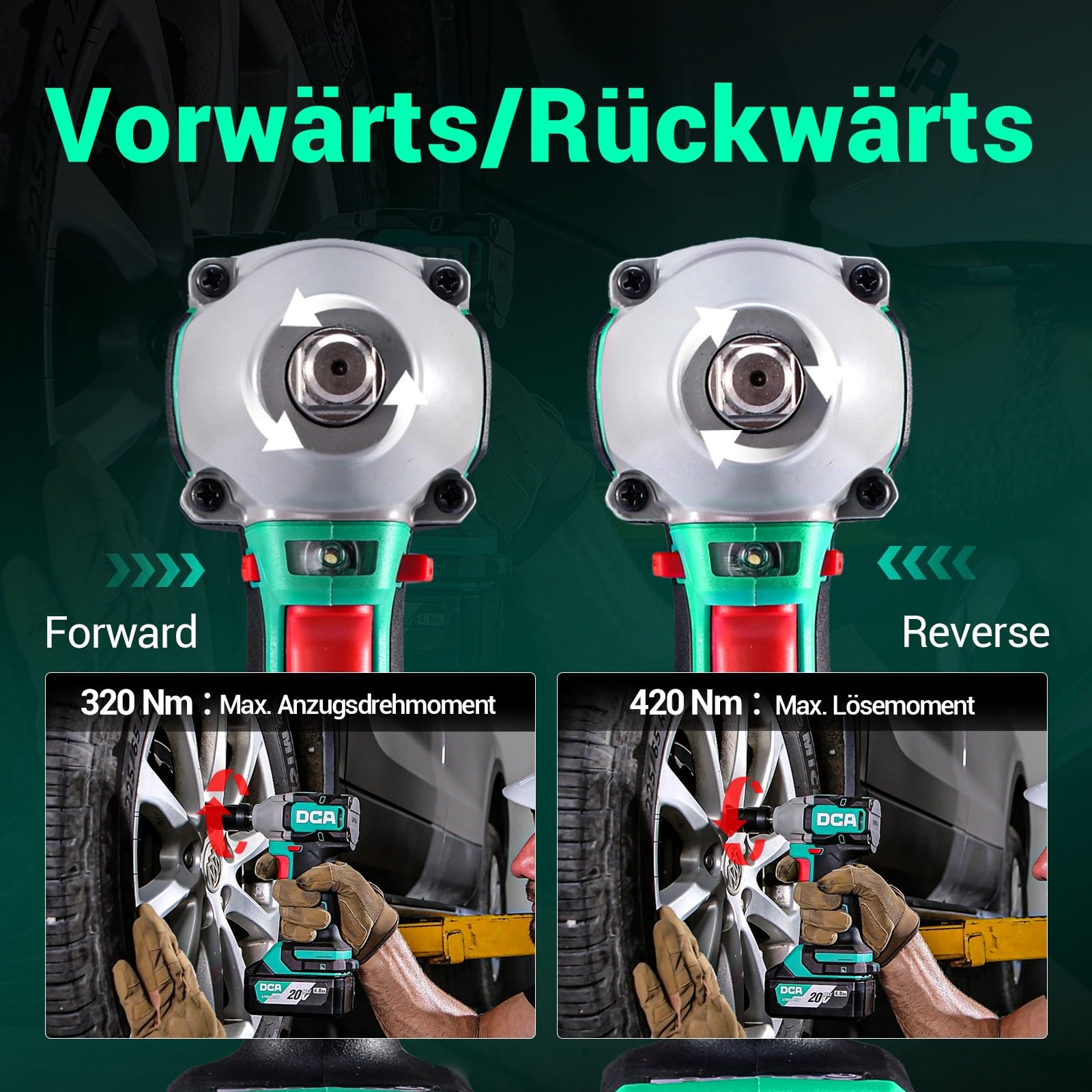 DCA Avvitatore a impulsi brushless 20V con batteria da 4,0Ah, attacco con anello da 1/2 pollice, avvitatore a impulsi senza fili, coppia elevata da 235 ft-lbs, 4 modalità per auto e fai-da-te ADPB320