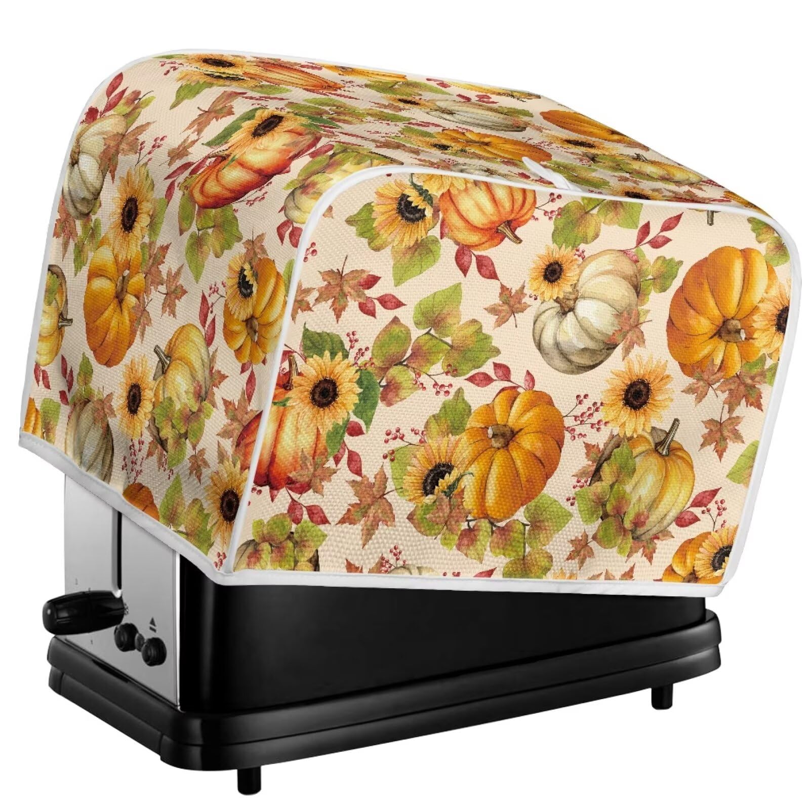 Kuiaobaty Orange Pumpkin Print Toaster Cover 2 Slice Bread Maker Cover, Fall Farm Dust Proof Case for Small Kitchen Appliance — image 1