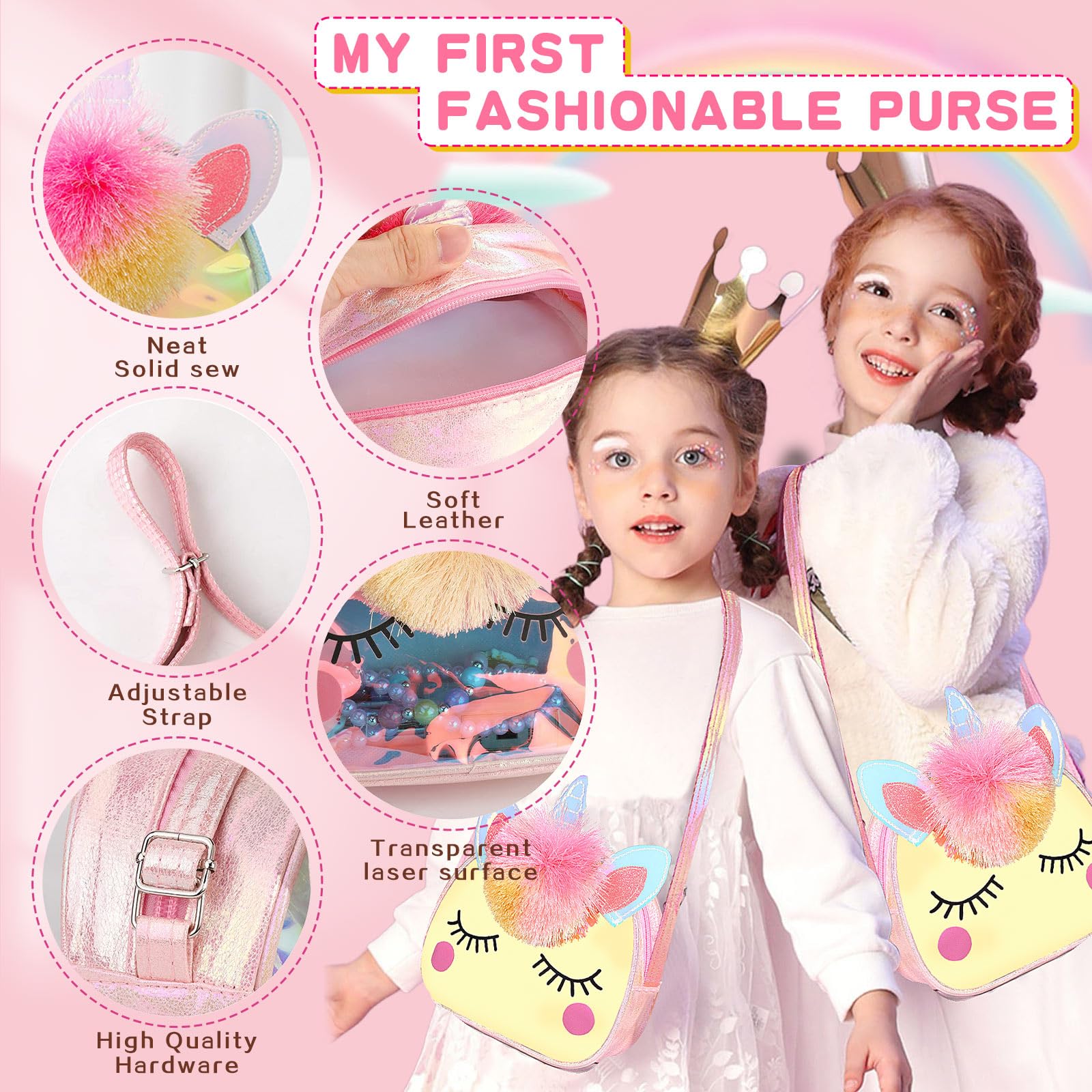 Juguetes de unicornio para niñas de 4 a 10 años - Bolsa con juego de joyas 3