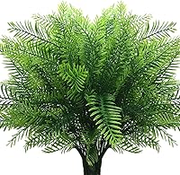 Vista 1 de CATTREE Arbustos artificiales, plantas de plástico, hierba de bambú, arbustos verdes falsos, hojas verdes, bodas, interiores, exteriores, hogar