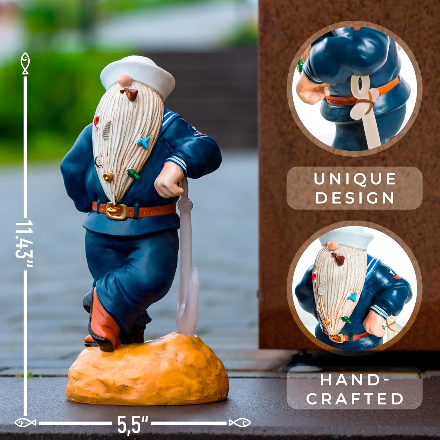 Navy Gnome 11.43" x 5.5", Funny Garden Gnomes, Gnomes Decorations for Yard, Patriotic Garden Decor, Navy Gifts, Army Gnome - Image 2