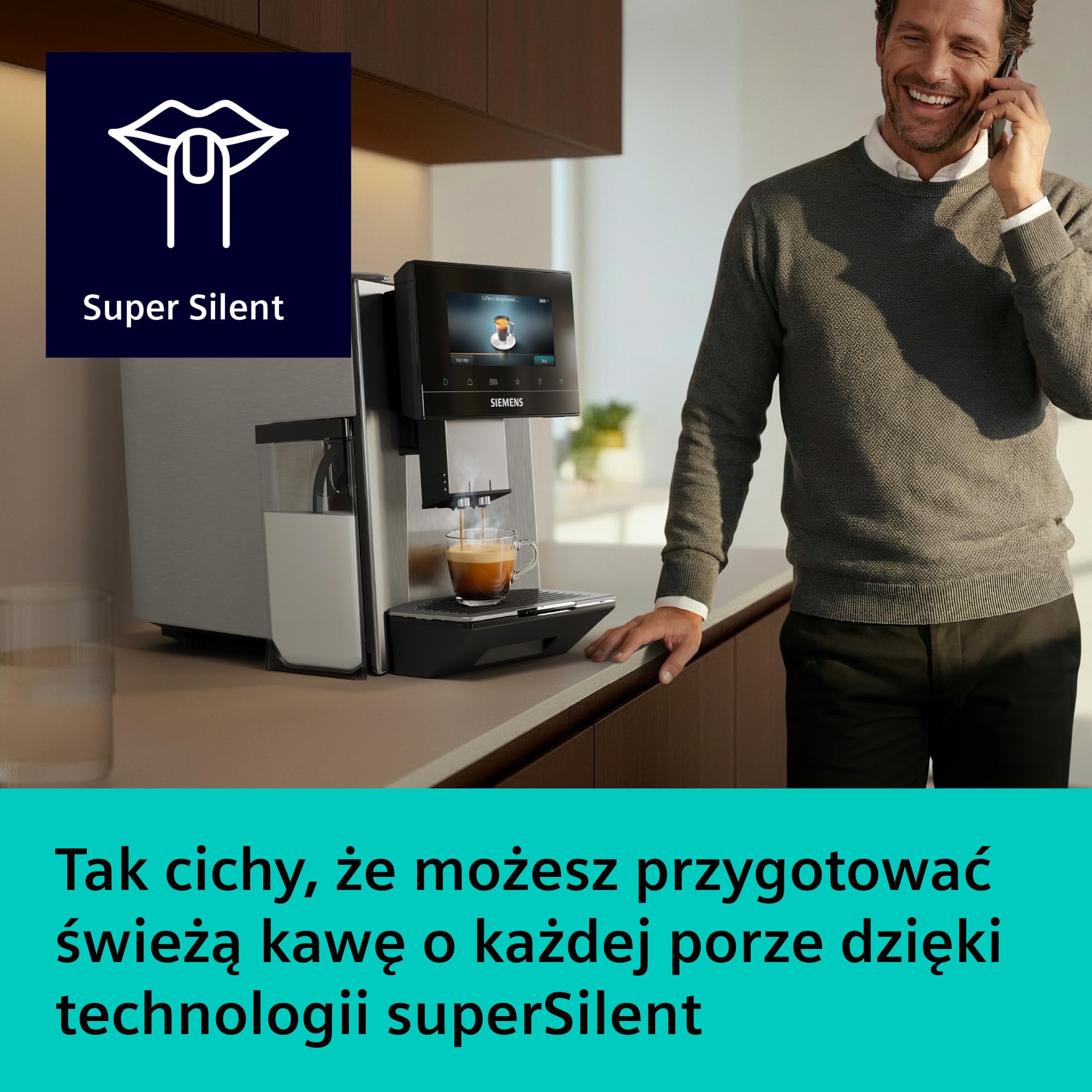 Siemens, automatyczny ekspres do espresso, EQ900 iAroma, spersonalizowane ustawienia smaku, precyzyjne mielenie, duży wyświetlacz, dwa pojemniki na ziarna, stal nierdzewna, TQ927E03