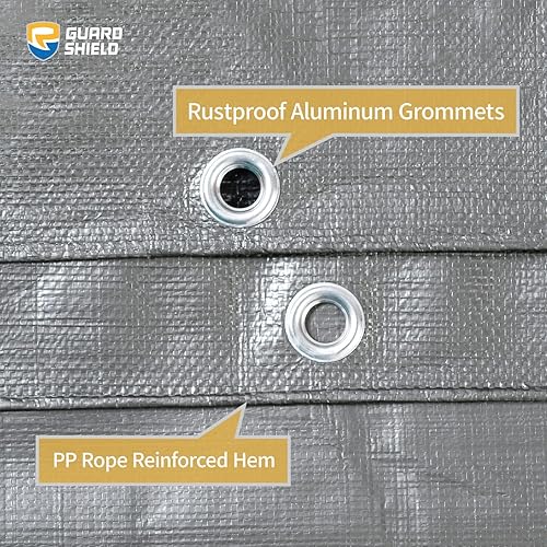 Miniatura 4 de GUARD SHIELD Lona resistente de 18 x 24 pies, cubierta de lona de polietileno impermeable gruesa multiusos de 10 mil