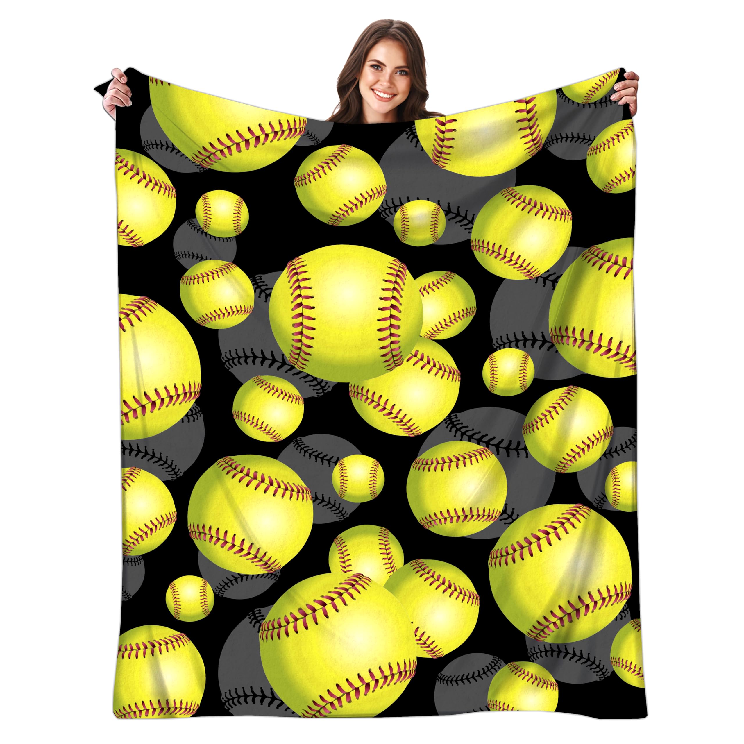 Softball Blanket Gifts for Girls Sport Softball Throw Blanket for Bedding Bedroom Decor Accessories Stuff 60"x50"