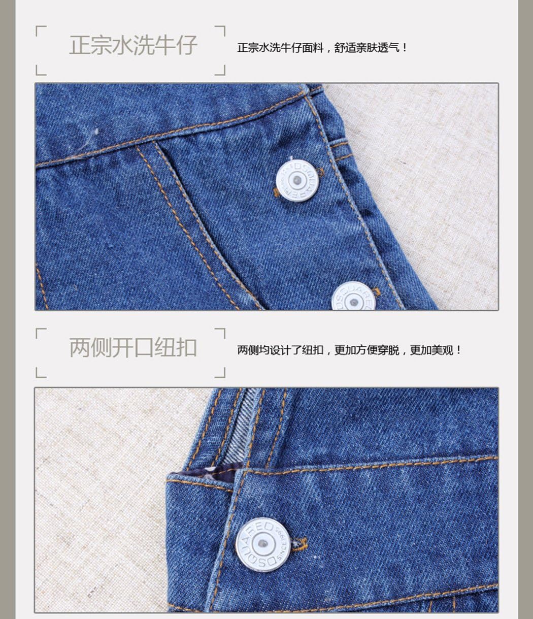 KIDSCOOL SPACE Girls Denim Overall Dress,Ripped Jeans Jumper - Image 4